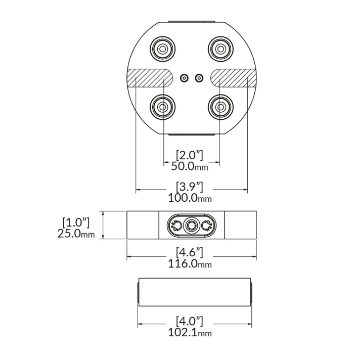 Плита нульового базування 5th Axis RockLock (крок 52 мм) 116х25 мм