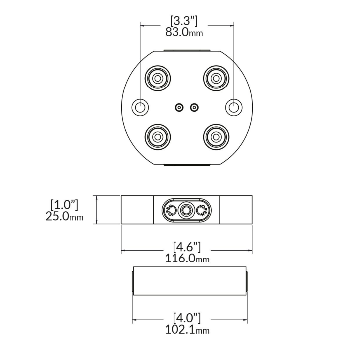 Плита нульового базування 5th Axis RockLock (крок 52 мм) 116х25 мм, кріплення 5/16" 