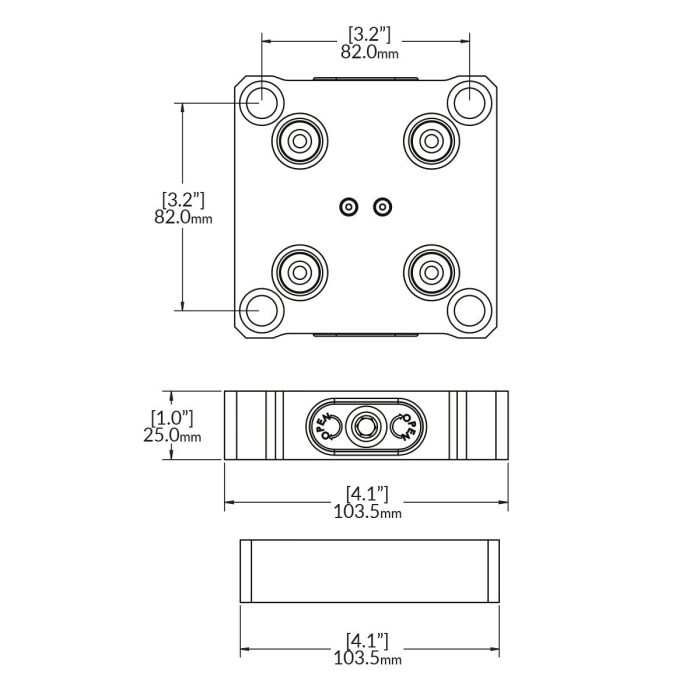 Плита нульового базування 5th Axis RockLock (крок 52 мм) 103,5х103,5 мм, кріплення М10
